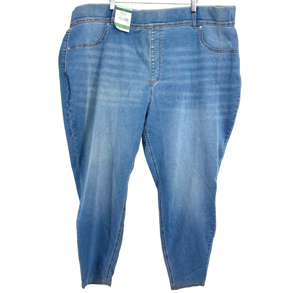 Terra & Sky Womens 4X 28W-30W Skinny Pull On Jeggings Medium Wash Blue High Rise